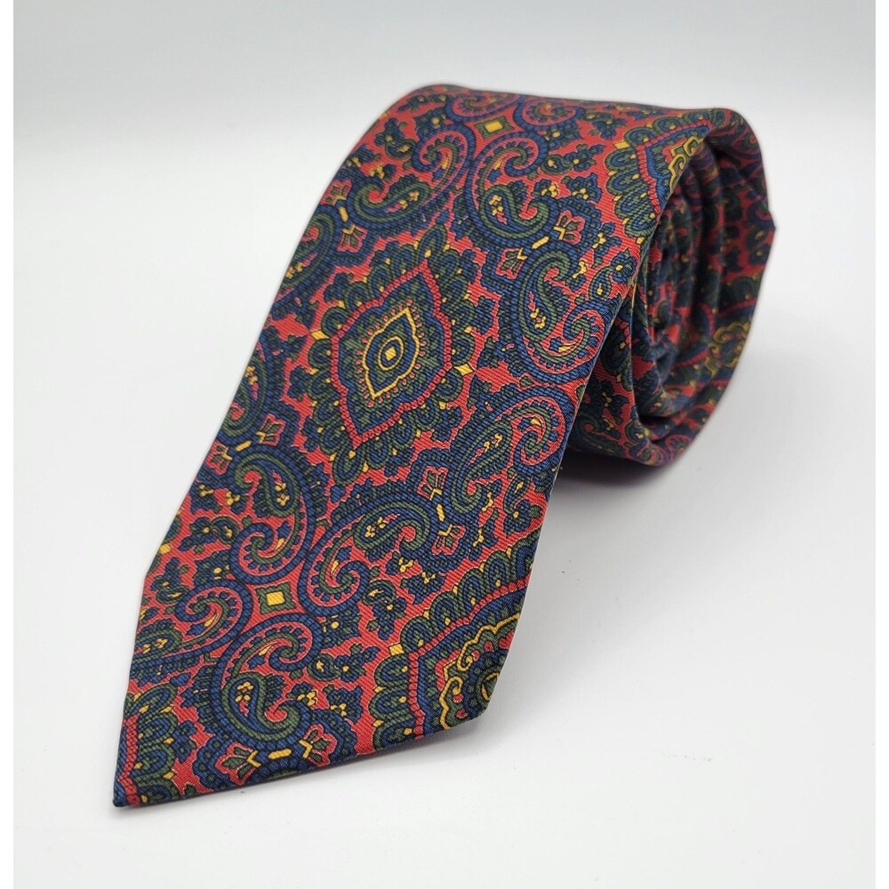 Vtg Polo Ralph Lauren Silk Tie Paisley Multicolor Hand Made Italy Preppy Retro
